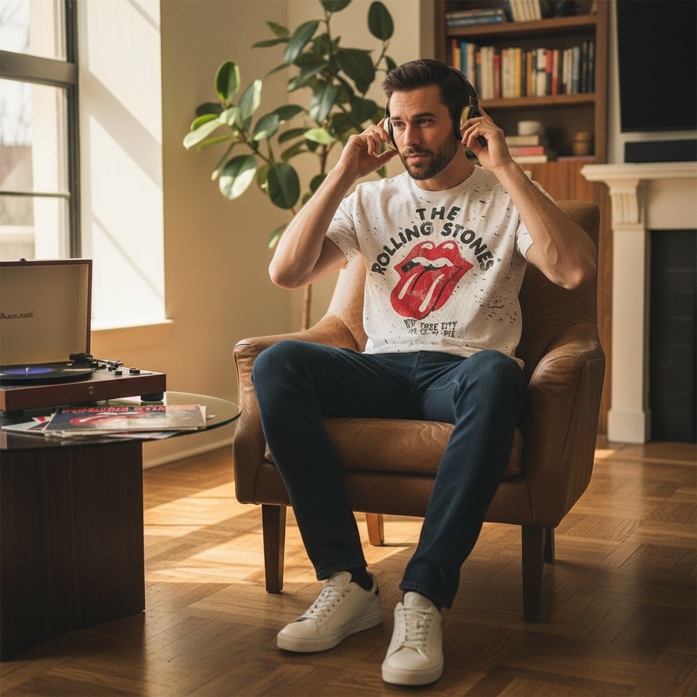 The Rolling Stones White Tee with Red Tongue and Black Speckles - Picture 5 of 6